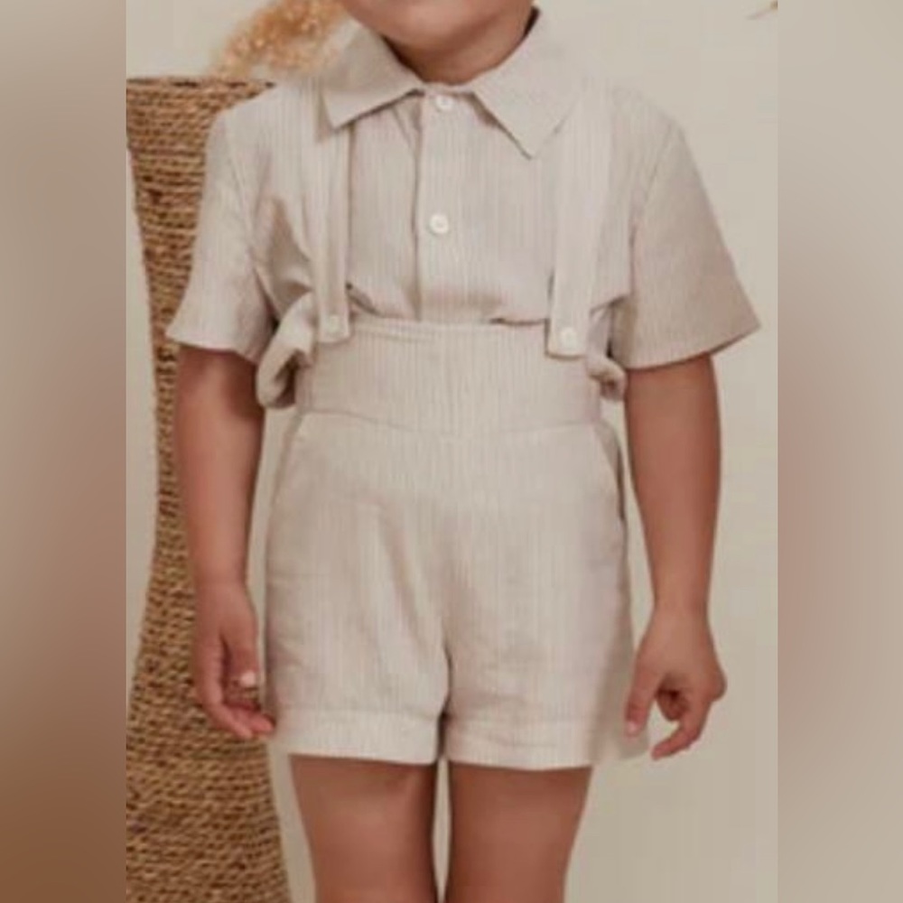stripped shirt and overalls